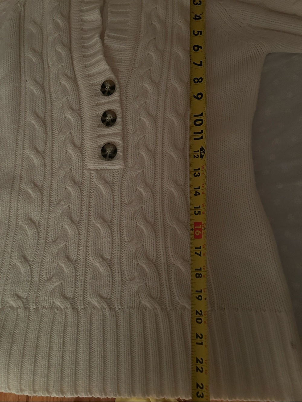 Y2K bluenotes Cream Cable Knit Button-Front Sweater - Picture 6 of 6
